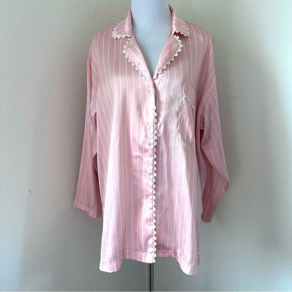 Dior Other - Christian Dior Lingerie Pink White Stripped Night Shirt Boyfriend Style Vintage